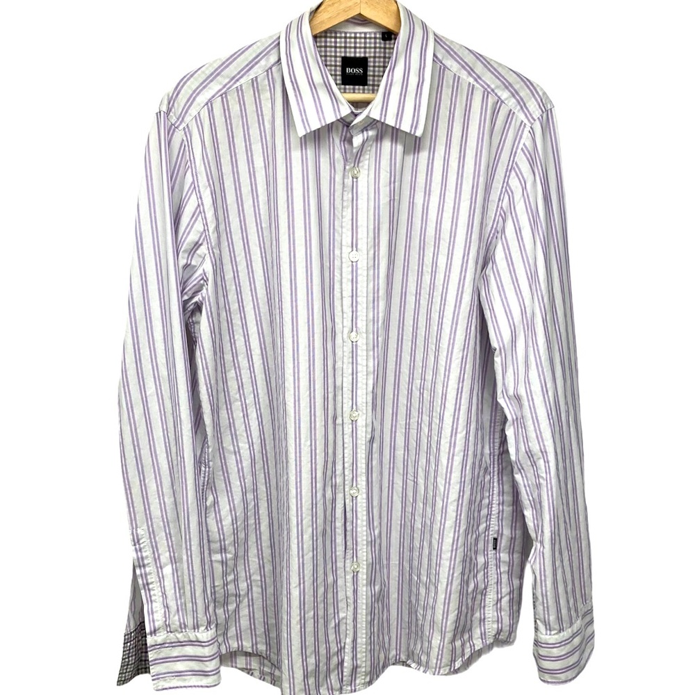Boss Hugo Boss LS Dress Shirt L white with stripes